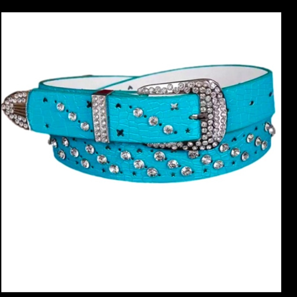 Western cowboy belt. Fashion Rhinestone Belt faux leather.